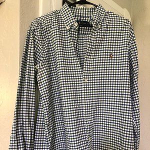 Men's Ralph Lauren Button Down Shirt - Navy & Green Plaid